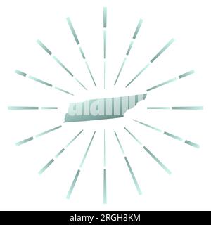 Tennessee gradiented sunburst. Map of the US state with colorful star rays. Tennessee illustration in digital, technology, internet, network style. Stock Vector