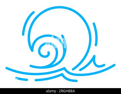 Sea wave line icon, ocean water ripple or tide surf wave in vector blue outline. Cartoon doodle line water wave of sea tide, marine curves and ocean surf curl for ornament or pattern Stock Vector