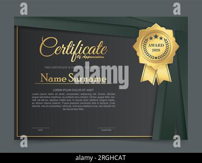 premium golden black certificate template design Stock Vector Image ...