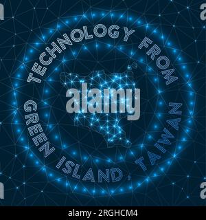 Technology From Green Island, Taiwan. Futuristic geometric badge. Technological concept. Round Green Island, Taiwan logo. Vector illustration. Stock Vector