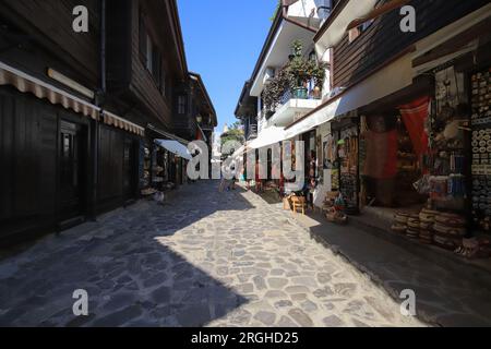 Street in the old town in Nessebar in Bulgaria Stock Photo