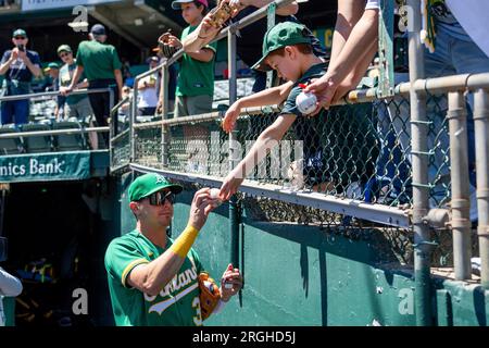 Oakland Athletics left fielder JJ Bleday (33) in the first inning of a  baseball game Saturday, July 29, 2023, in Denver.(AP Photo/David Zalubowski  Stock Photo - Alamy