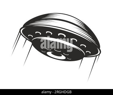 UFO icon, flying saucer with trails, alien spaceship or space galaxy ...