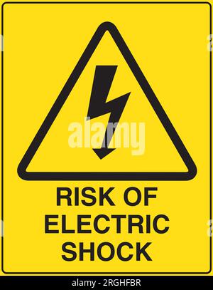 Risk of electric shock sign on a yellow background Stock Vector