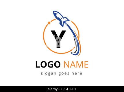 Initial Y monogram letter alphabet with a Rocket logo design. Rocket icon. Font emblem. Modern vector logotype Template Stock Vector