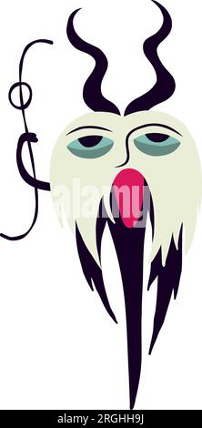 Vibrant Creepy Halloween Demon. Character with devil face. Character with devil face. Cute bizarre comic characters in modern flat hand drawn style Stock Vector
