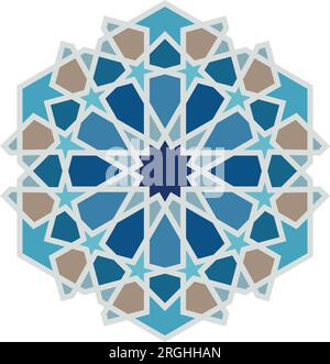 Mosaic vector pattern, seamless navy blue ornament, abstract geometric tiles. Stock Vector