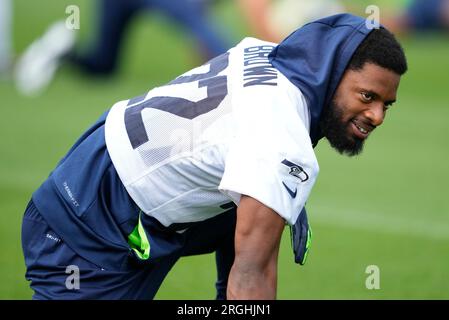 Seattle Seahawks cornerback Tre Brown (22) walks on the field during the  NFL football team's training camp, Wednesday, Aug. 9, 2023, in Renton,  Wash. (AP Photo/Lindsey Wasson Stock Photo - Alamy