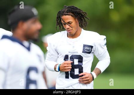 Seattle Seahawks cornerback Andrew Whitaker (38) during a Back Together  Weekend event at the NFL football team's training facility, Sunday, July  30, 2023, in Renton, Wash. (AP Photo/Lindsey Wasson Stock Photo - Alamy