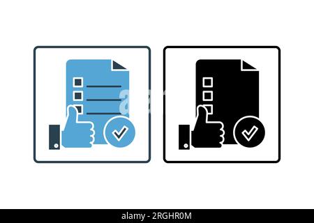 Approval Icon. Icon related to survey. solid icon style. Simple vector design editable Stock Vector