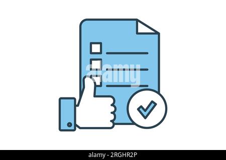 Approval Icon. Icon related to survey. flat line icon style. Simple vector design editable Stock Vector