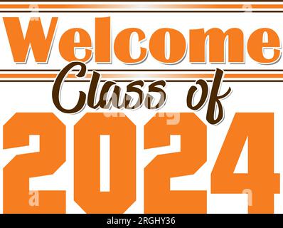Welcome Class of 2024 Orange and Brown Banner Stock Vector