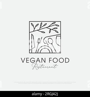 Healthy Organic vegetarian food Logo design vector, fresh and nature food and beverages restaurant premium vector template Stock Vector