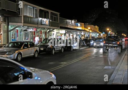 File photo taken on March 13, 2010 of nighttime activity on Front Street in Lahaina, Maui, Hawaii. Front Street has been devastated by wildfires fanned from the winds of Hurricane Dora. Credit: Ron Sachs/CNP Stock Photo
