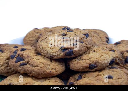 close-up chocolate chip cookies Stock Photo