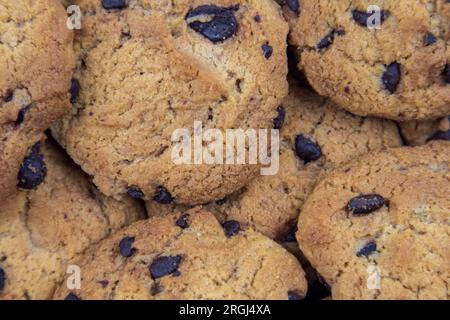 close-up chocolate chip cookies Stock Photo