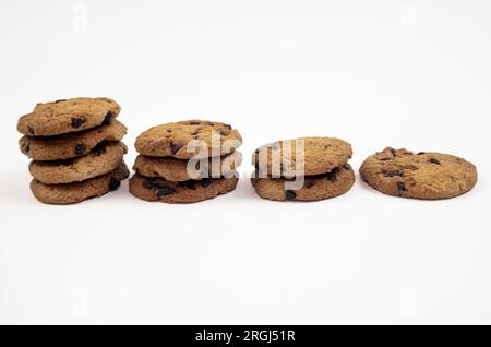 chocolate chip cookies isolated on white background Stock Photo