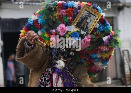 Tixtla, Guerrero, Mexico. 10th Aug, 2023. Dance of the tlacololeros, which represents the efforts of farmers to keep their crops safe (Credit Image: © Luis E Salgado/ZUMA Press Wire) EDITORIAL USAGE ONLY! Not for Commercial USAGE! Credit: ZUMA Press, Inc./Alamy Live News Stock Photo