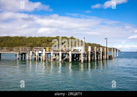 Fraser Island K'gari and timber wharf pier at Kingfisher bay resort on the west coast,Queensland,Australia Stock Photo
