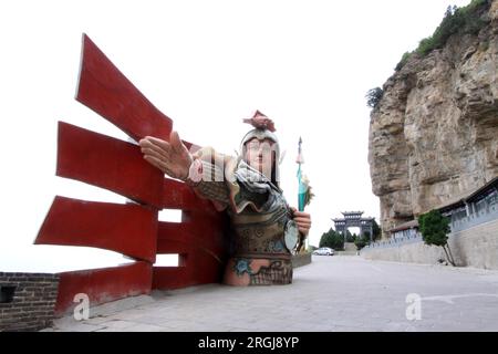 Chinese ancient Samurai sculpture, in a scenic area, North China Stock Photo