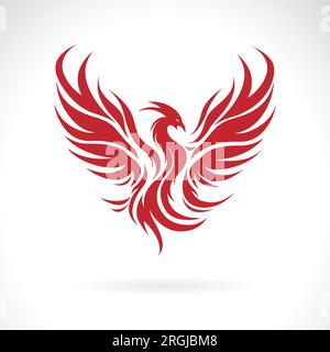 Vector of phoenix is flying on white background. Bird. Wild Animals. Easy editable layered vector illustration. Stock Vector