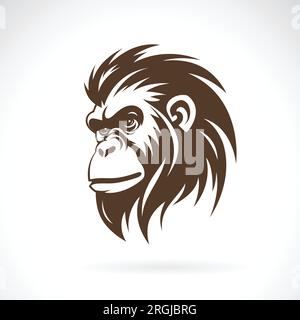 Vector of an orangutan head on white background. Wild Animals. Easy editable layered vector illustration. Stock Vector