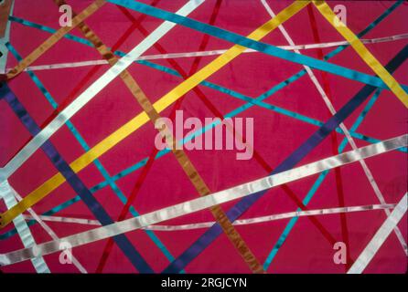 Coloured Sattin Strips in Pattern as Background, Colors, Graffiti, India. Stock Photo