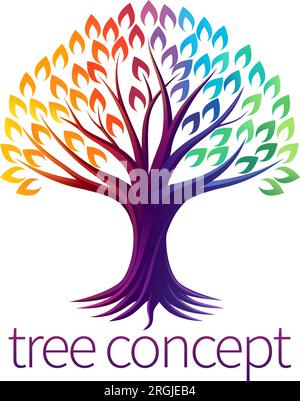 Rainbow Tree Abstract Stylised Concept Design Icon Stock Vector
