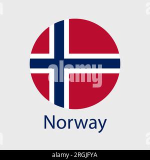 Norway flag vector icons set in the shape of heart, star, circle and map. Stock Vector