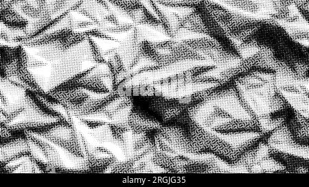 Vector halftone texture with crumpled paper. Abstract black dots background. Monochrome dots pattern. Grunge crumpled texture. Pop Art. Retro Effect Stock Vector