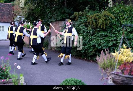 morris dancers performing in westbere,sturry,city of canterbury,kent,uk august 10 2023 Stock Photo