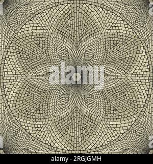 Seamless stone mosaic pattern, round repeating design Stock Vector