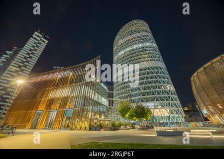 Milan, Italy - August 9, 2023: street view of the commercial district near Stazione Garibaldi, with Piazza Gae Aulenti and the new skyscrapers. Stock Photo