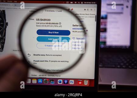 Buy it now button on ebay shop Stock Photo