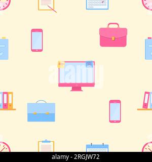 Seamless pattern with office accessories. Business concept Stock Vector