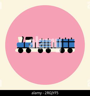 Children toy train black line icon. Pictogram for web page, mobile app, promo. Stock Vector