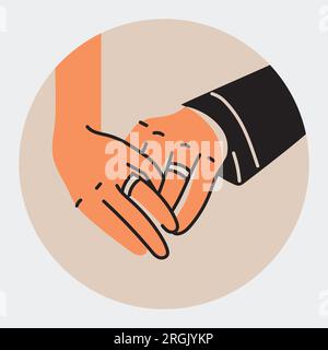 Couple's hands with wedding rings black line icon. Pictogram for web page, mobile app, promo. Stock Vector