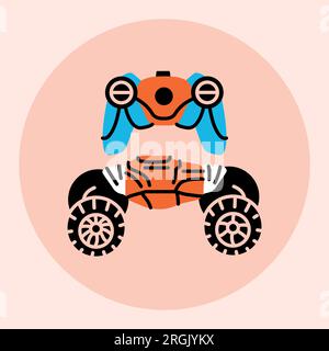 Toy car with remote control black line icon. Pictogram for web page, mobile app, promo. Stock Vector