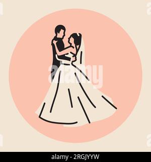 First wedding dance of newlywed black line icon. Pictogram for web page, mobile app, promo. Stock Vector