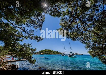 Photo shows seaside scenery of Gradina Bay on the west of the island of Korcula in Croatia on July 27, 2023. There is a 7000 year old archaeological site in the underwater part of Gradina Bay.  Photo: Zvonimir Barisin/PIXSELL Stock Photo