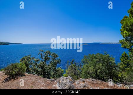 Photo shows seaside scenery of Gradina Bay on the west of the island of Korcula in Croatia on July 27, 2023. There is a 7000 year old archaeological site in the underwater part of Gradina Bay.  Photo: Zvonimir Barisin/PIXSELL Stock Photo