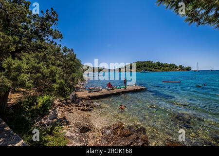 Photo shows seaside scenery of Gradina Bay on the west of the island of Korcula in Croatia on July 27, 2023. There is a 7000 year old archaeological site in the underwater part of Gradina Bay.  Photo: Zvonimir Barisin/PIXSELL Stock Photo