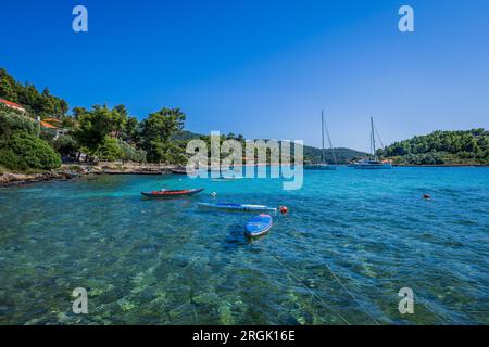 Photo shows seaside scenery of Gradina Bay on the west of the island of Korcula in Croatia on July 27, 2023. There is a 7000 year old archaeological site in the underwater part of Gradina Bay.  Photo: Zvonimir Barisin/PIXSELL Stock Photo