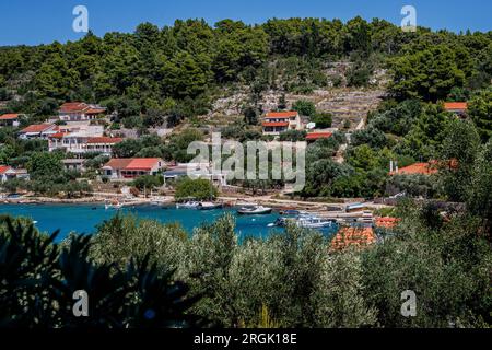 Photo shows seaside scenery of Gradina Bay on the west of the island of Korcula in Croatia on July 27, 2023. There is a 7000 year old archaeological site in the underwater part of Gradina Bay.  Photo: Zvonimir Barisin/PIXSELL Stock Photo