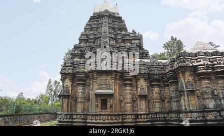 View of Ancient Shri Tarakeshwara Swami Temple Mandapa, Hangal, Haveri, Karnataka, India Stock Photo