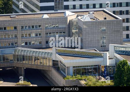 Koblenz, Germany. 10th Aug, 2023. The new building wing of the Federal Office of Bundeswehr Equipment, Information Technology and In-Service Support (BAAINBw) in the Koblenz administrative center. Investigators from the Federal Criminal Police Office have arrested an employee of the agency on suspicion of intelligence agent activities for Russia. The office is also known as the Bundeswehr Procurement Office. Credit: Thomas Frey/dpa/Alamy Live News Stock Photo