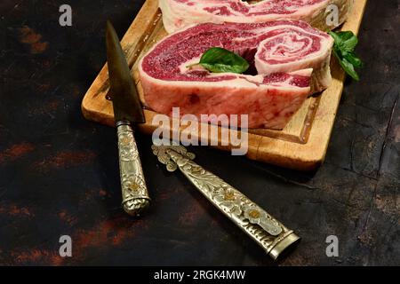 Cattle Beef ribs prepared on the table Stock Photo