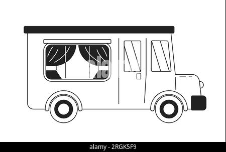 Comfortable motorhome for long trip monochrome flat vector object Stock Vector