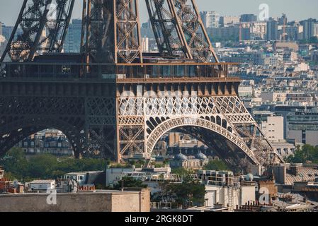 Eiffel Tower on a Sunny Day in Paris Stock Photo
