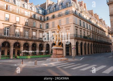 Gold Jeanne dArc Statue on Paris Street Stock Photo